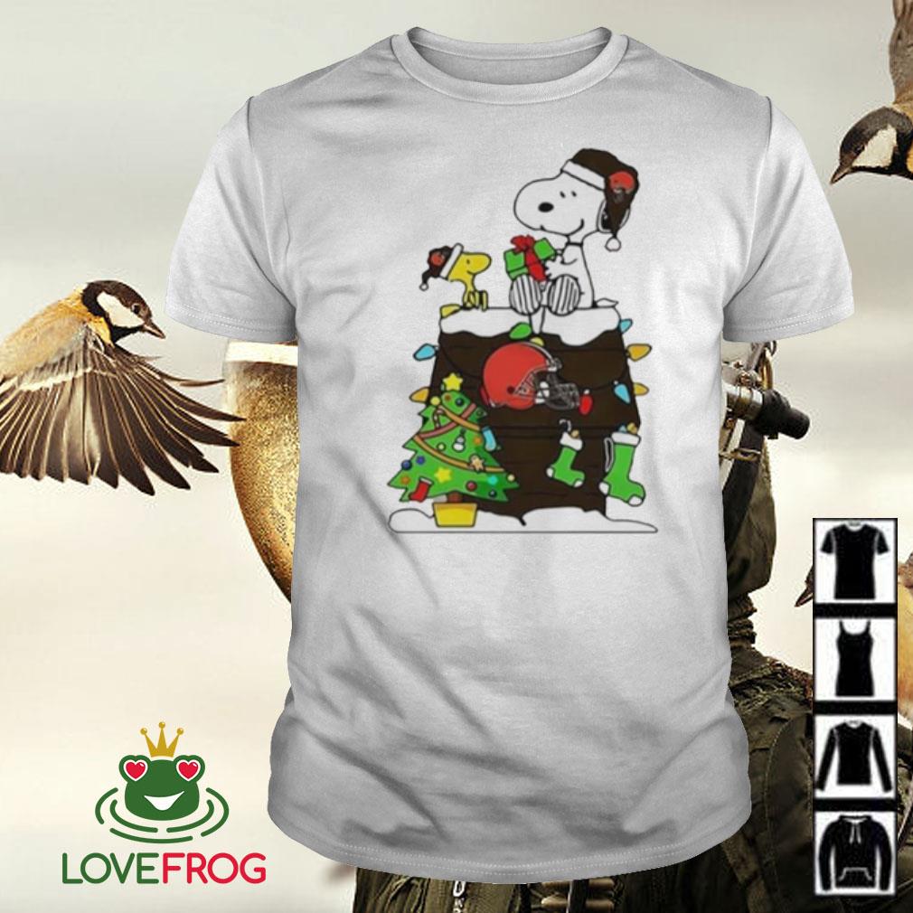Funny NFL Cleveland Browns Snoopy and Woodstock Christmas shirt