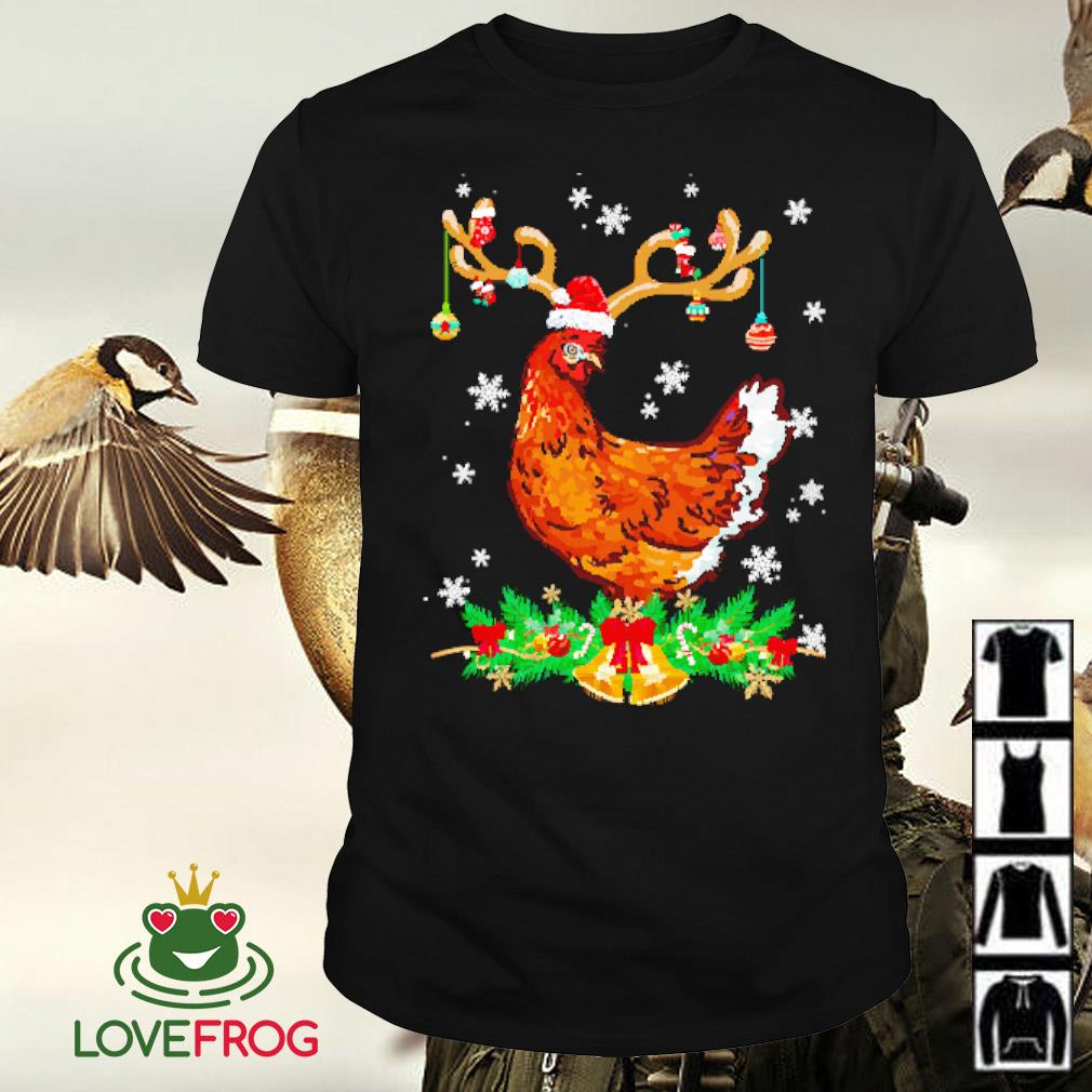 Nice Chicken reindeer lights Santa Christmas shirt