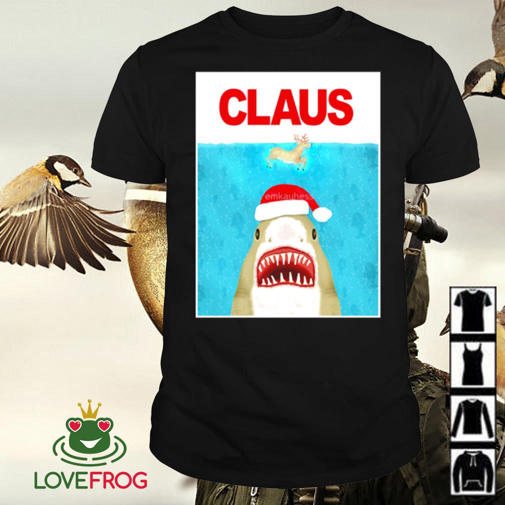 Original Christmas Santa Claus shark reindeer humor shirt