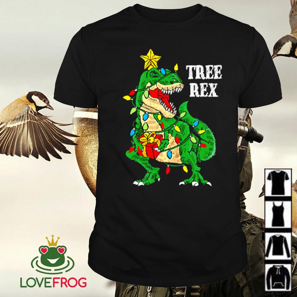 Top Christmas dinosaur tree Rex shirt