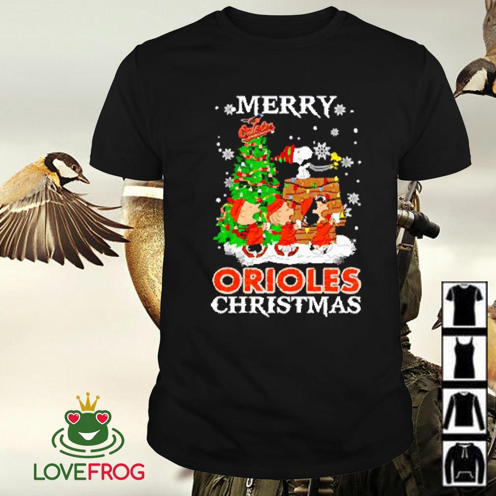 Awesome Snoopy and Friends merry Baltimore Orioles Christmas shirt