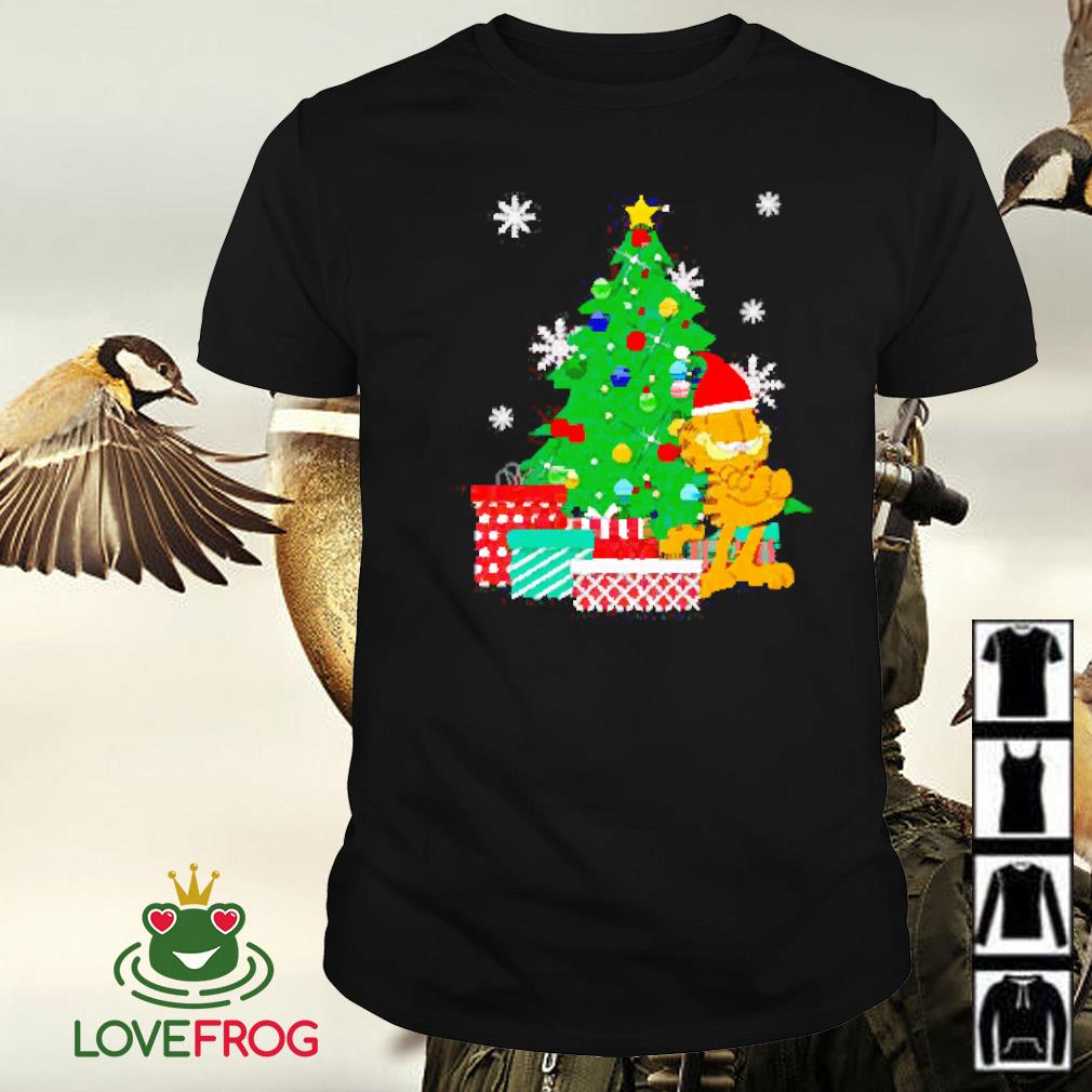 Funny Garfield around the Christmas tree shirt